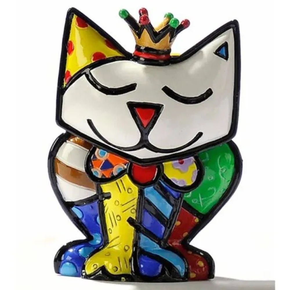 RARE giftcraft romero britto mini princess cat figurine - britto!